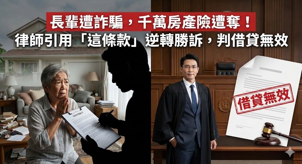 長輩遭詐騙，千萬房產險遭抵押拍賣，律師協助逆轉勝訴，判借貸無效